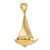 14k Yellow Gold 3-D Sailboat Pendant 1in