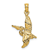 14k Yellow Gold 3-D Flying Pelican Charm 3/4in