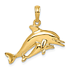 14k Yellow Gold Mother and Baby Dolphin Pendant