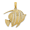 14k Yellow Gold Textured Angelfish Pendant with Cut-Out Accents 3/4in