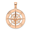 14k Rose Gold Nautical Compass Pendant 7/8in