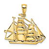14k Yellow Gold Barque Ship Pendant 1 1/4in