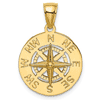 Nautical Compass Pendant 11/16in 14k Yellow Gold