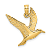 14k Yellow Gold 2-D Seagull Flying Pendant
