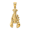 14k Yellow Gold Moveable Lobster Pendant 1in