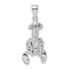 14k White Gold Moveable Lobster Pendant 3/4in