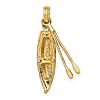 14k Yellow Gold Canoe with Two Oars Pendant