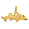 14k Yellow Gold 2-D Textured Red Fish Pendant
