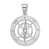 14k White Gold Nautical Compass Pendant with Moving Needle 3/4in