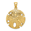 14k Yellow Gold Notched Sand Dollar Pendant 1in
