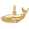 14k Yellow Gold Small Humpback Whale Pendant
