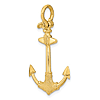 14k Yellow Gold 3-D Texture Anchor Pendant with Shackle Bail 1in