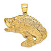 14k Yellow Gold Bass Fish Pendant 1in