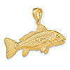14k Yellow Gold Large 3-D Redfish Pendant