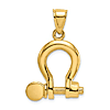 14k Yellow Gold 3-D Shackle Pendant with Polished Finish 3/4in