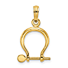 14k Yellow Gold 3-D Shackle Charm with Moveable Screw 1/2in