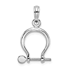 14k White Gold 3-D Shackle Charm with Moveable Screw 1/2in