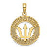 14k Yellow Gold Barbados with Trident Spear Pendant 3/4in