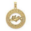 14k Yellow Gold Barbados with Flying Fish Pendant 3/4in
