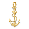 14k Yellow Gold 3-D Fouled Anchor With Shackle Bail Pendant 1 5/8in
