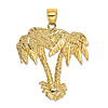 14k Yellow Gold Double Palm Trees Pendant 1 3/8in