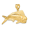 14k Yellow Gold Very Large 3-D Mahi Mahi Pendant