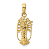 14k Yellow Gold Small Florida Lobster Pendant