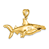 14k Yellow Gold 3-D Hammerhead Shark Pendant 2in