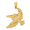 14k Yellow Gold Flying Pelican Pendant 1in