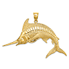 14k Yellow Gold Extra Large Blue Marlin Pendant