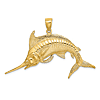 14k Yellow Gold Large Blue Marlin Pendant with Satin Finish