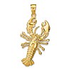 14k Yellow Gold Sea Lobster Pendant 1.5in