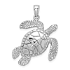 14k White Gold Sea Turtle Pendant 1in