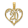 14k Yellow Gold 20th Heart Anniversary Charm 1/2in