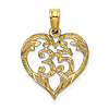 14k Yellow Gold 35th Heart Anniversary Charm 1/2in