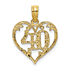 14k Yellow Gold 40th Heart Anniversary Charm 1/2in