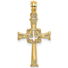 14k Yellow Gold Cross with Holy Spirit 3/4in