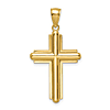 14k Yellow Gold Latin Cross Pendant with Beveled Frame 1in
