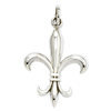 14k White Gold 7/8in Open Back Fleur de Lis Charm