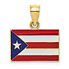 14k Yellow Gold Enameled Puerto Rico Flag Pendant 1/2in