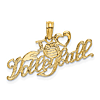 14k Yellow Gold I Love Volleyball Script Pendant