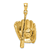 14k Yellow Gold Glove Bat Baseball Pendant 1.25in
