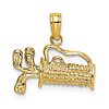 14k Yellow Gold 2-D Textured And Engraved Gold Bag Charm