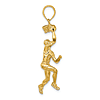 14k Yellow Gold 3-D Basketball Player with Ball and Hoop Pendant