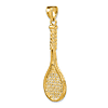 14k Yellow Gold 3-D Slender Tennis Racquet Pendant 1in