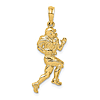 14k Yellow Gold Running Football Player Pendant 1in