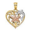 14k Two-tone Gold with Rhodium Dolphin and Starfish Heart Pendant