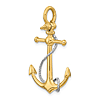 14k Two-tone Gold 3-D Fouled Anchor Pendant With Shackle Bail 1 5/8in