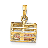 14K Two-Tone Gold Small Moveable 3-D Lobster Trap Pendant