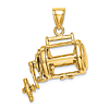 14k Yellow Gold 3-D and Moveable Fishing Reel Pendant 1in